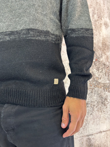 Maglione tricolore ghiaccio/grigio/nero
