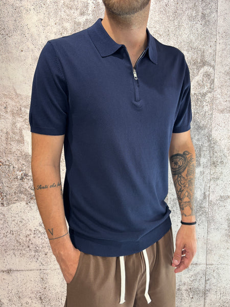 Polo in maglia zip blu