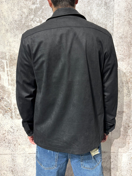 Black suede trucker jacket