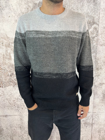 Maglione tricolore ghiaccio/grigio/nero