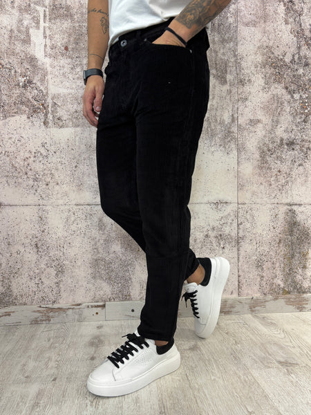 Pantalone velluto nero mod. Cooper