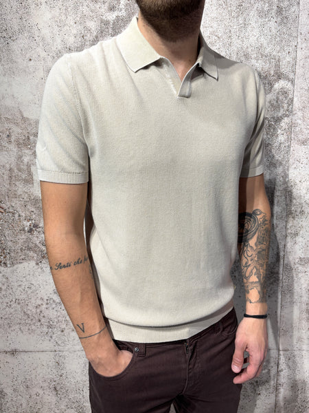Polo beige in maglia effetto slavato