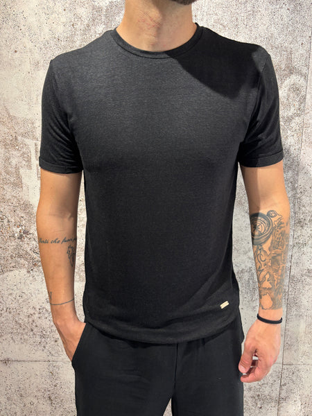 T-Shirt misto lino nera