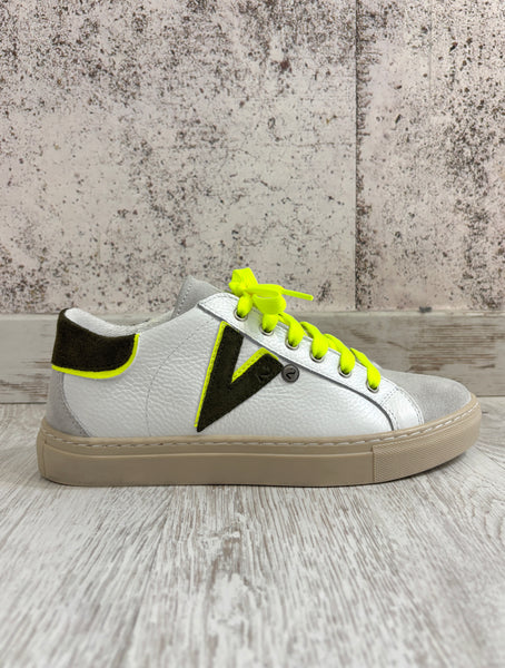 Sneakers Olympic bianca/verde militare/giallo fluo