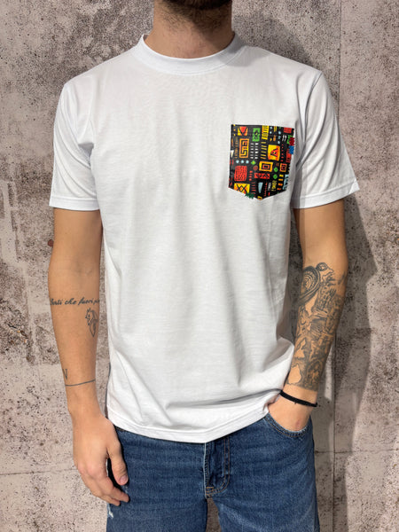 T-Shirt bianca taschino etnico