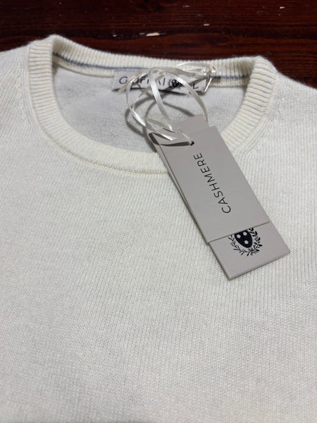 Maglione girocollo panna misto cashmere