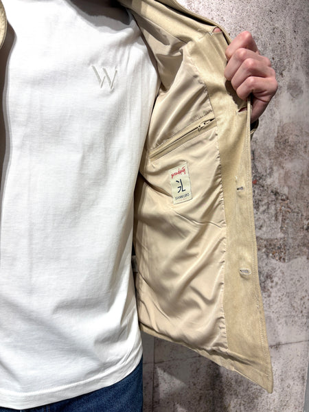 Giacca trucker scamosciata beige
