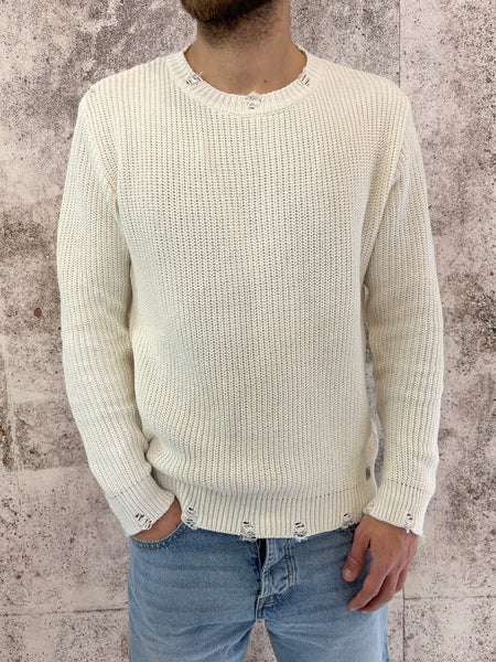 Cream sweater with rips