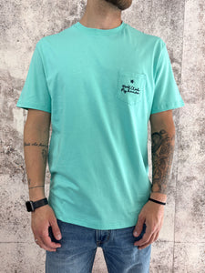 T-Shirt verde acqua taschino e ricamo F**K