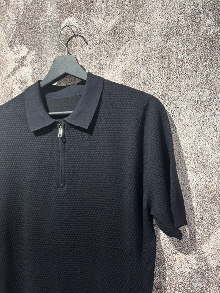 Polo in maglia lavorata zip nera