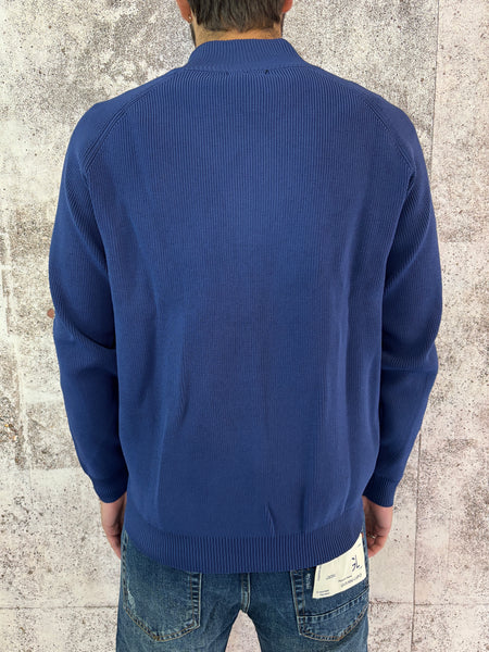 Maglione nylon blu full zip