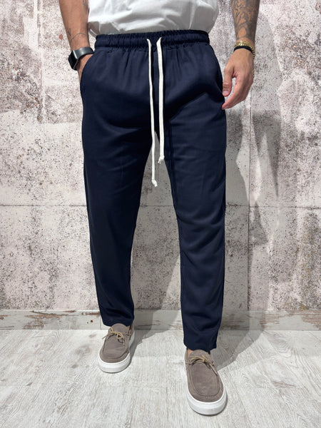 Pantalaccio blu misto lino
