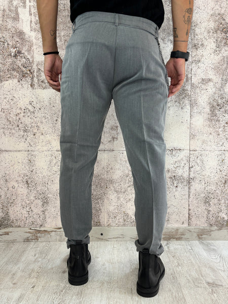 Pantalone Classic grigio scuro con catenella