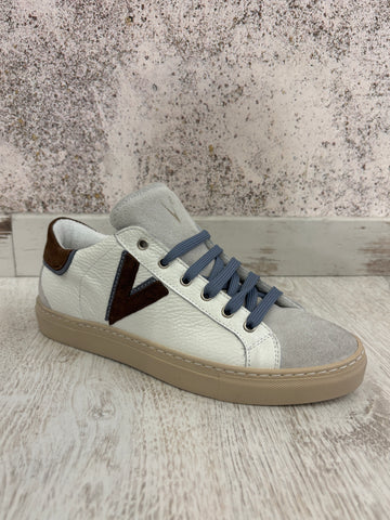 Sneakers Olympic bianca/marrone/blu jeans