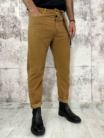 Pantalone velluto costine coccio