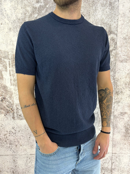 T-Shirt in maglia boucle' blu