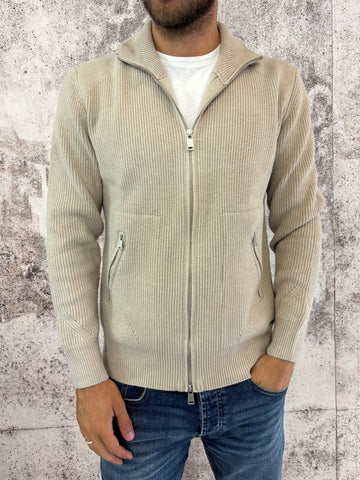 Maglione full zip beige