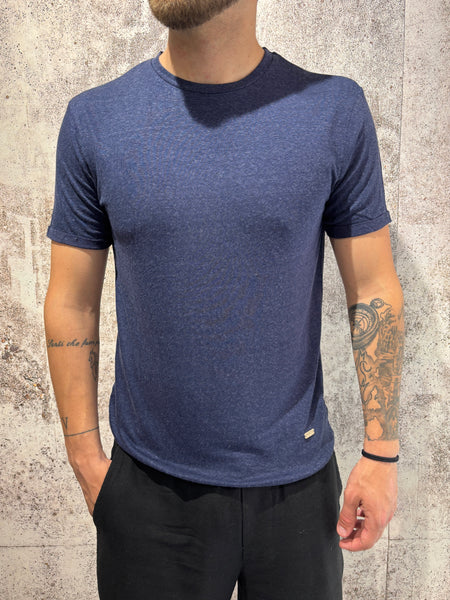T-Shirt misto lino blu