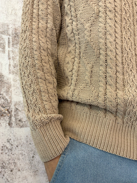 Maglione ciniglia trecce camel