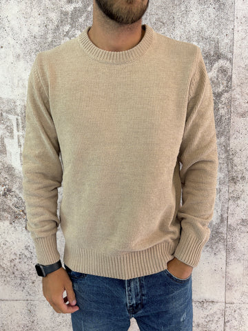Maglione ciniglia beige