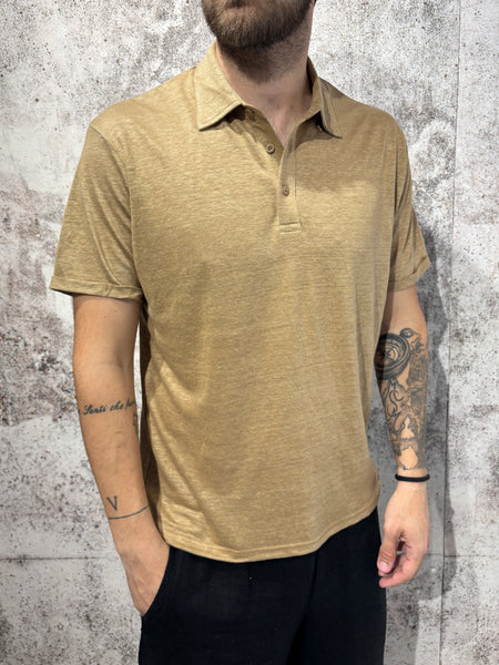 Polo lino camel