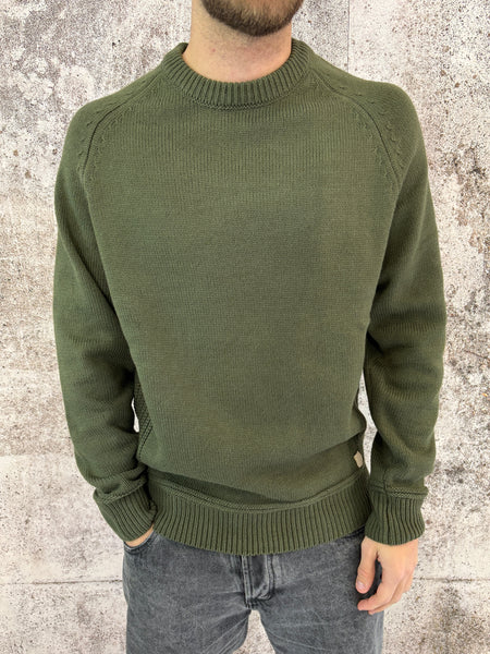 Maglione militare  con toppe in velluto