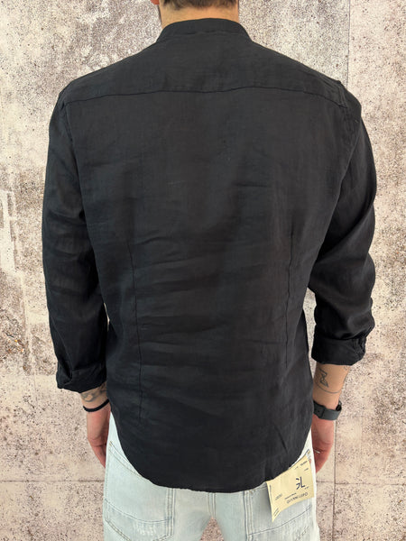 Camicia coreana lino nera