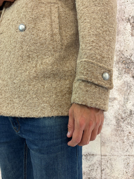 Cappotto peacot cammello