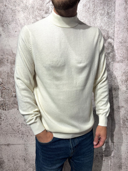 Maglione lupetto panna misto cashmere