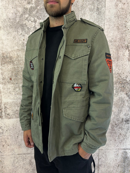 Field jacket militare con patch