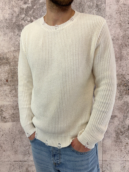 Cream sweater with rips