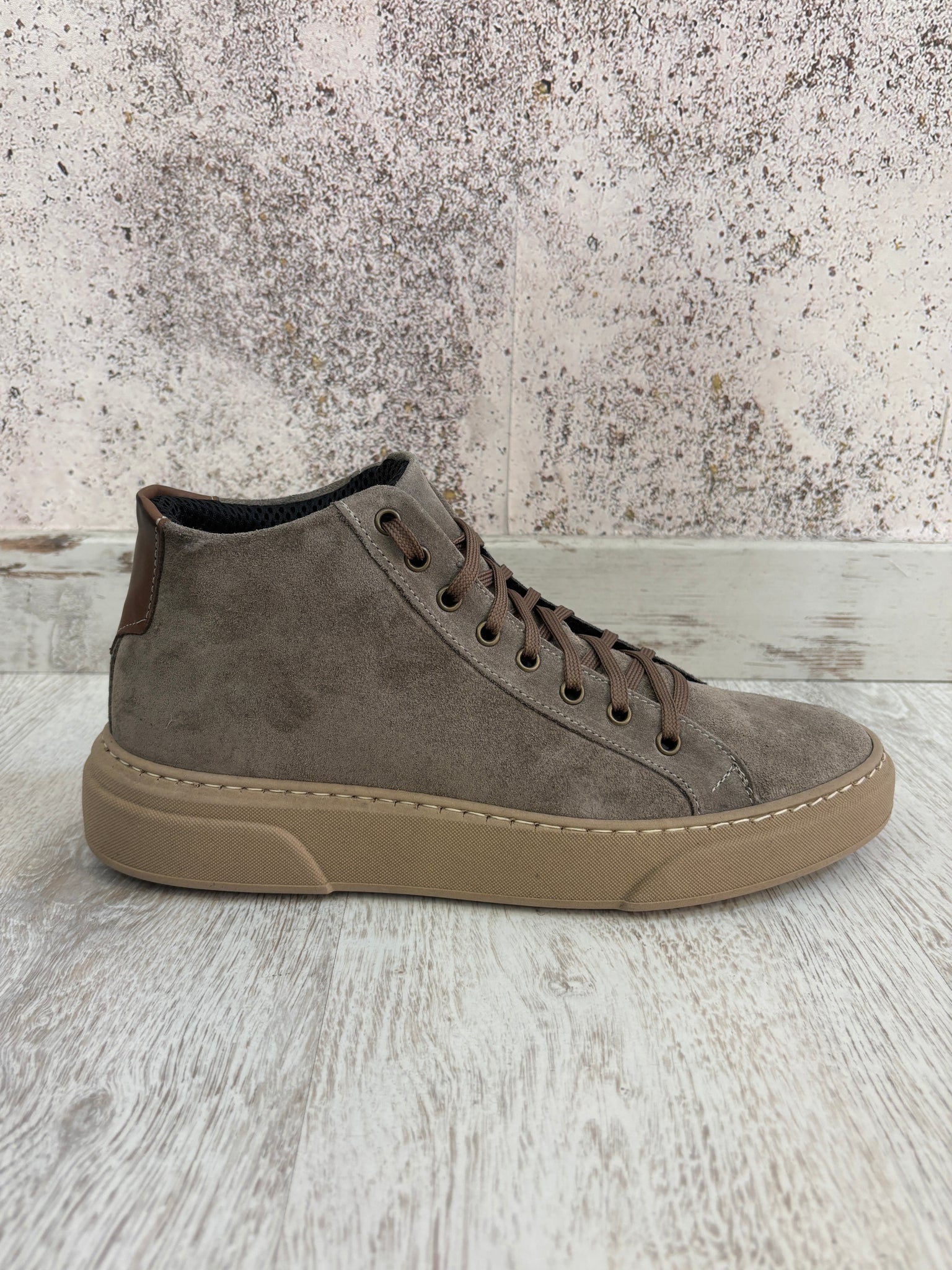 Sneakers alte beige camoscio