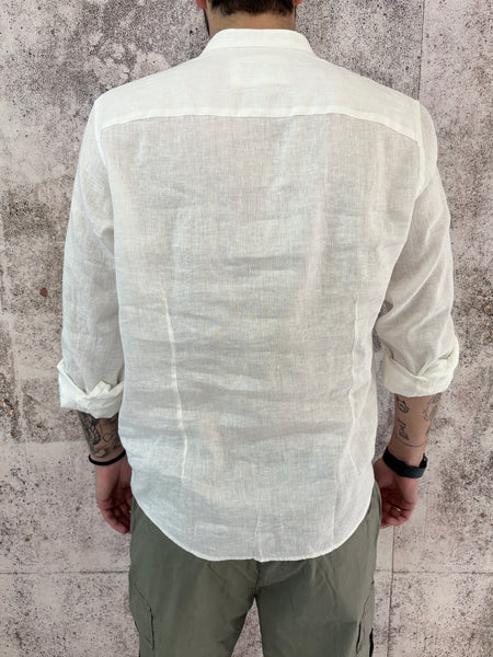 Camicia coreana lino bianca