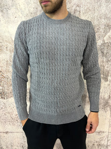 Maglione ciniglia trecce grigio