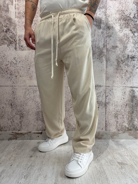 Pantalaccio palazzo sabbia misto lino