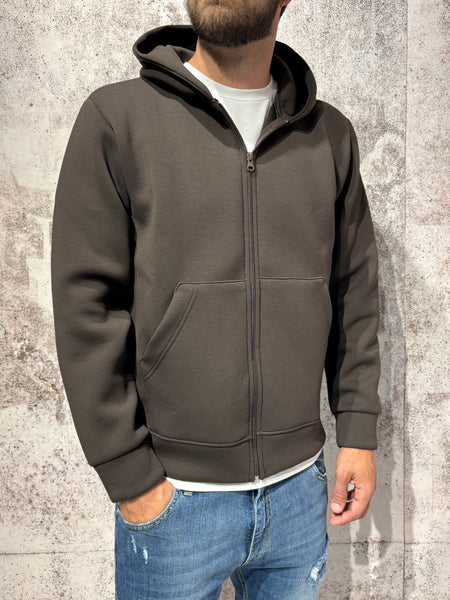 Felpa cappuccio moro full zip