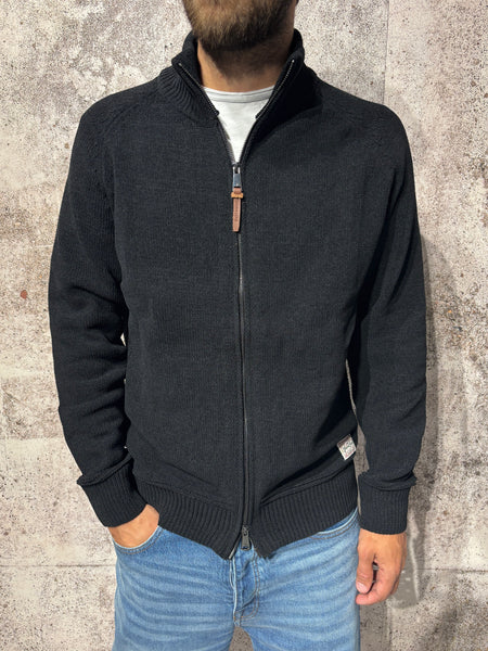 Maglione ciniglia full zip nero