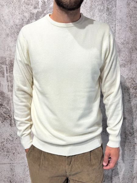 Maglione girocollo panna misto cashmere