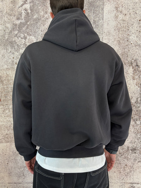 Felpa cappuccio zip piombo