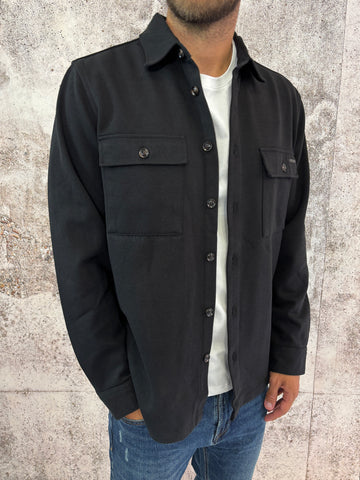 Giacca overshirt in panno nera
