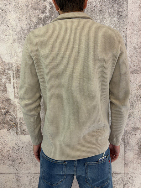 Maglione full zip beige