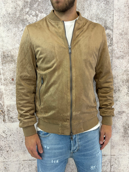 Bomber scamosciato beige