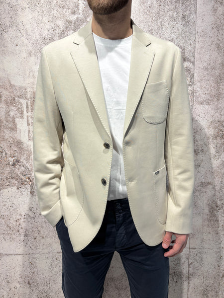 Giacca monopetto jersey beige