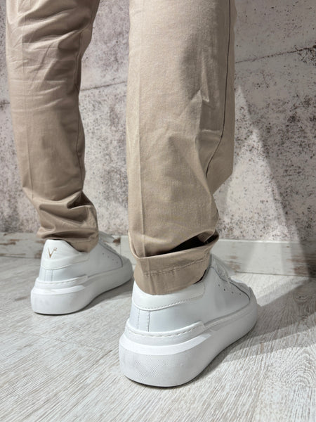 Pantalone chino beige con coulisse