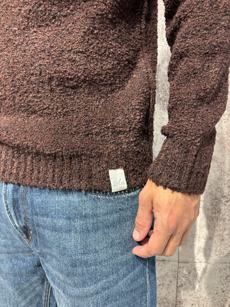 Maglione girocollo boucle' moro