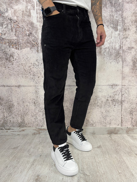 Pantalone velluto nero mod. Cooper