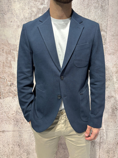 Giacca monopetto jacquard blu navy
