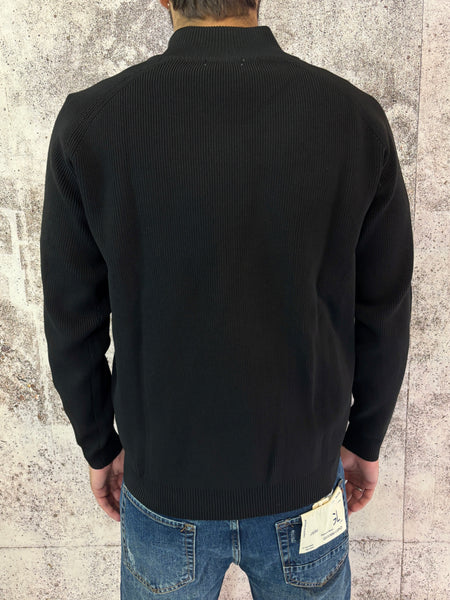 Maglione nylon nero full zip