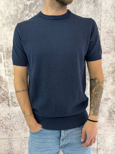 T-Shirt in maglia boucle' blu