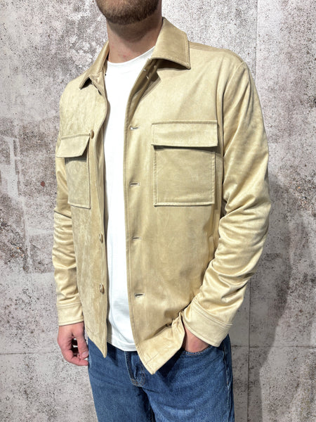 Giacca trucker scamosciata beige